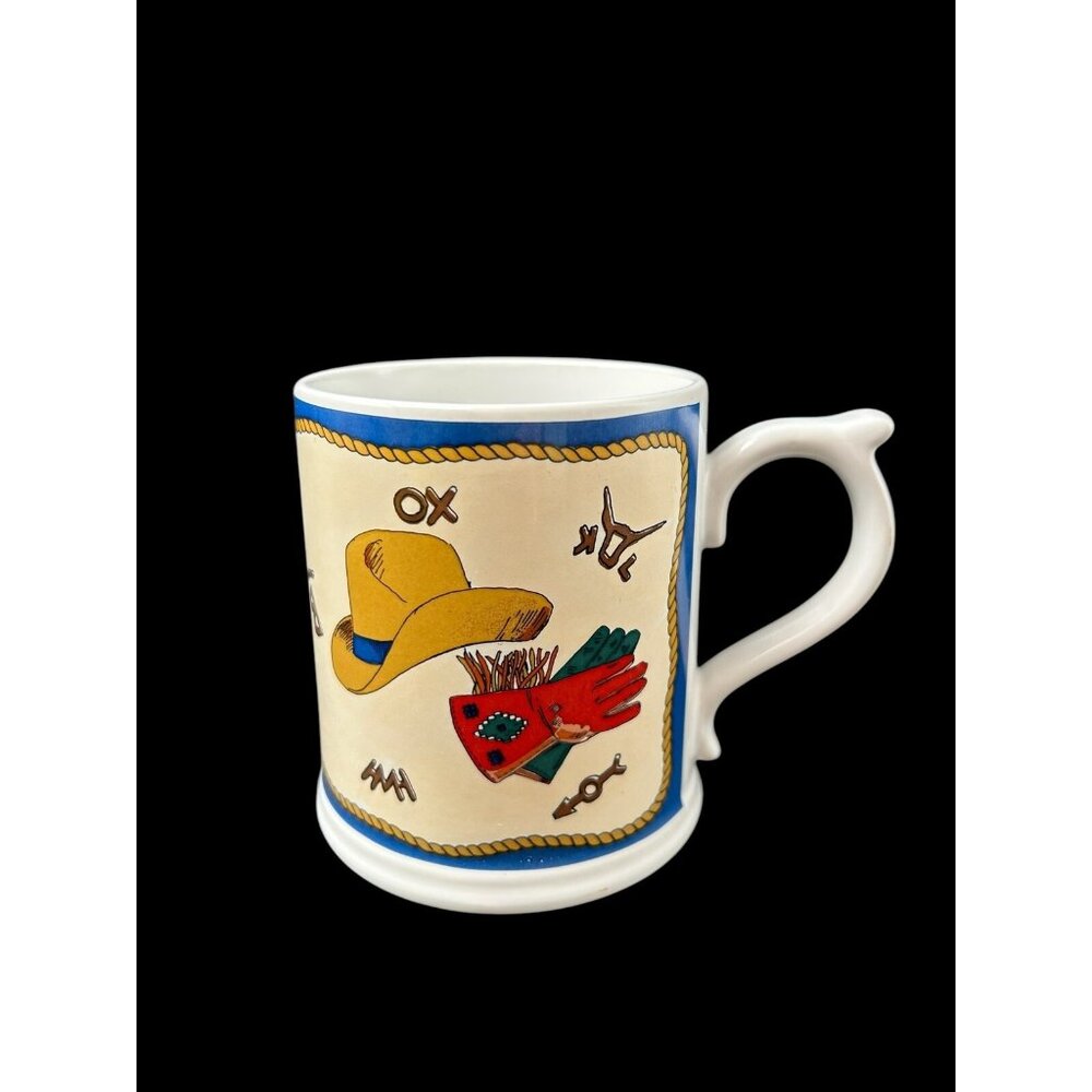 Hues ‘n Brews Herman Dodge & Son Vintage Japan Mug Cup Cowboy Hats Western
